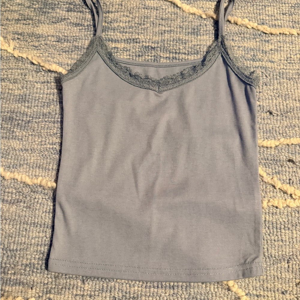 Women's Blue Lace Trim Cami Top